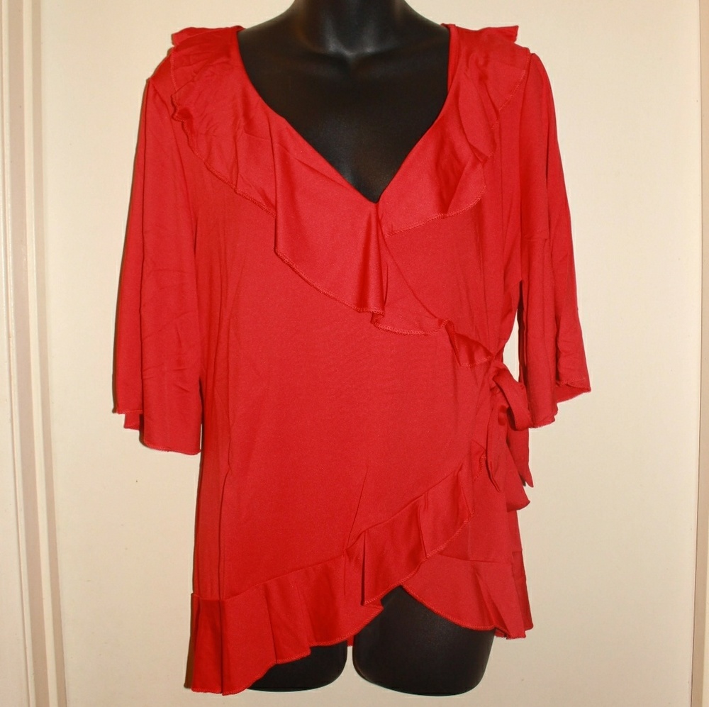 NEW Beautiful Red Bell Sleeve Blouse - Size 3X